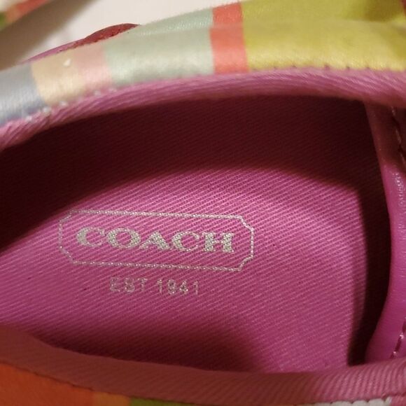 COACH BARRETT multi-colored striped lace up sneaker size 6B - Picture 3 of 9